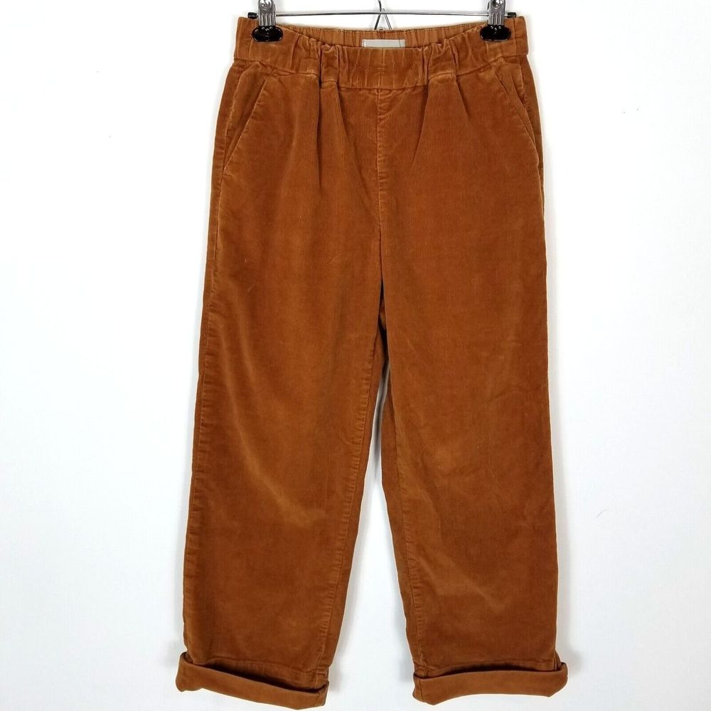 Everlane Women Pull On Corduroy Pants Size 10 Orange Corduroy Roll up